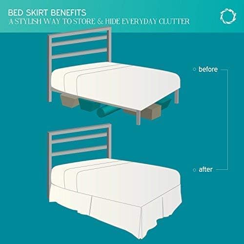 Bed Skirt - Ruffled Bed Skirt (Olympic Queen, Orange) 12 Inch Drop Dust Ruffle with Platform, 100% Cotton 800 Thread Count Fabric - Dust Ruffle Bedskirt for Easy Fitting and Easy Care