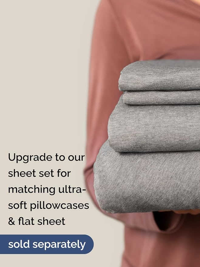Extra Deep Queen Fitted Sheet - Hotel Luxury Single Fitted Sheet Only - Easily Fits 18 inch to 24 inch Mattress - Ultra Soft, Wrinkle Free w/Extra Deep Pockets - Breathable & Comfy - Heathered Grey