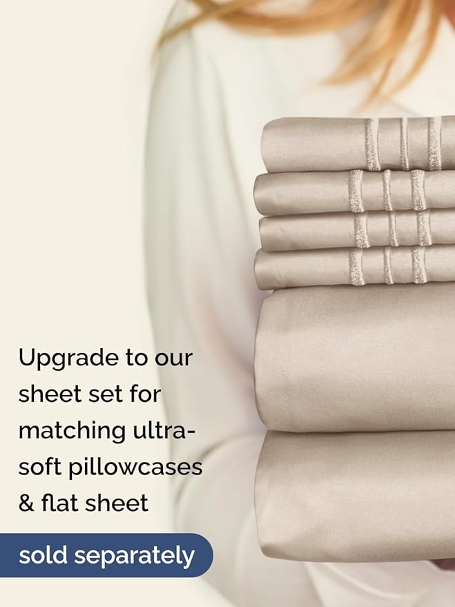 Extra Deep Twin XL Fitted Sheet - Hotel Luxury Single Fitted Sheet Only - Easily Fits 18 inch to 24 inch Mattress - Ultra Soft, Wrinkle & Fade Free w/Extra Deep Pockets - Breathable & Comfy - Wheat