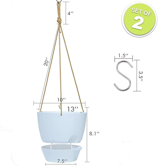 10 Inch Self Watering Hanging Pots, 2 Pack Hanging Planters