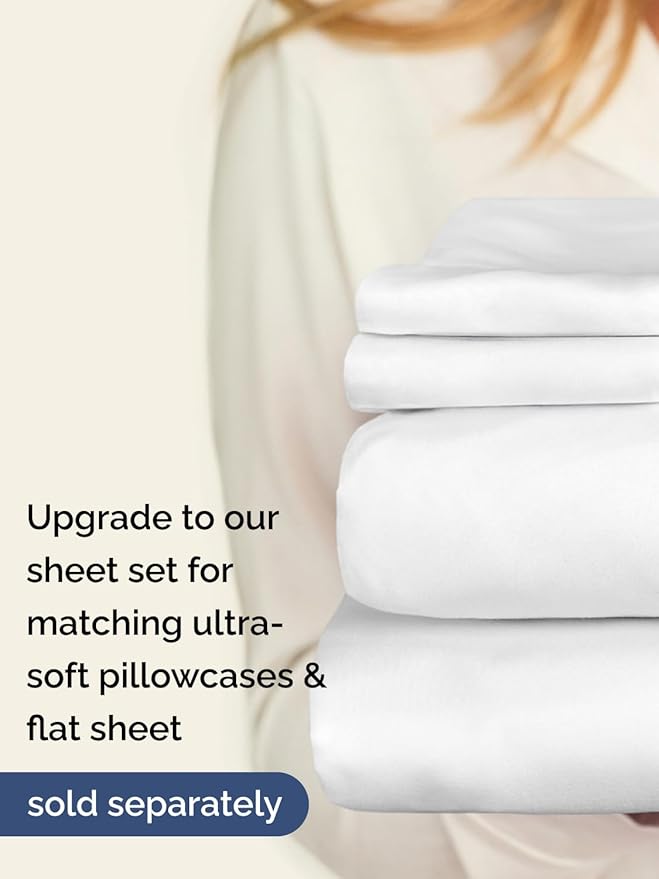 Extra Deep Full Fitted Sheet - Hotel Luxury Single Fitted Sheet Only - Easily Fits 18 inch to 24 inch Mattress - Ultra Soft, Wrinkle Free w/Extra Deep Pockets - Easy-Care, Breathable & Comfy - White