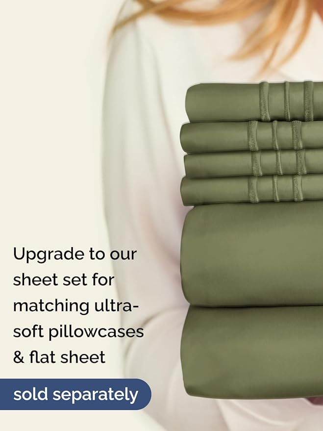 Extra Deep Full Fitted Sheet - Hotel Luxury Single Fitted Sheet Only - Easily Fits 18 inch to 24 inch Mattress - Ultra Soft, Wrinkle & Fade Free w/Extra Deep Pockets - Breathable & Comfy - Sage Green