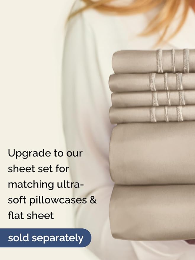 Extra Deep Full Fitted Sheet - Hotel Luxury Single Fitted Sheet Only - Easily Fits 18 inch to 24 inch Mattress - Ultra Soft, Wrinkle Free w/Extra Deep Pockets - Easy-Care, Breathable & Comfy - Cream