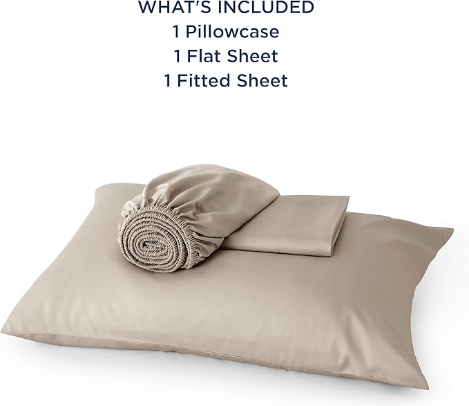 Bedsure Cooling Sheets Twin XL, Rayon Derived from Bamboo, Breathable & Soft Twin XL Sheet Sets, Deep Pocket Up to 16 Inches, Hotel Luxury Silky Dorm Bedding for Hot Sleepers, Simply Taupe