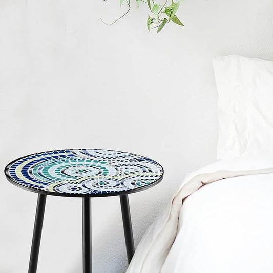 1 Pack Metal Outdoor Side Table Small Outside Round End Table