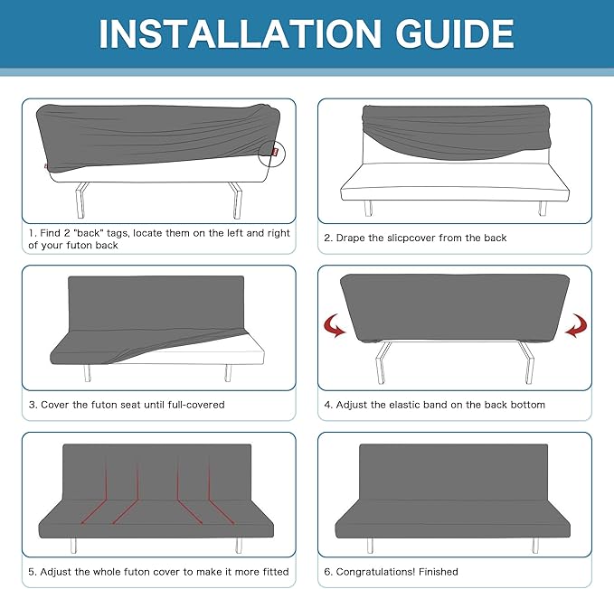 H.VERSAILTEX Water Repellent Armless Futon Cover Sofa Bed Slipcover, Full Size Futon Mattress Cover, Soft Stretch Furniture Protector for Pets, Sea Grass
