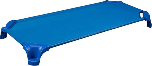 Sprogs Deluxe Heavy Duty Toddler 40"L Stackable Daycare Cot with Easy Lift Corners Cots for Preschool Kids Sleeping, Resting, and Naptime, SPG-16134-18PK, Blue (Pack of 18)