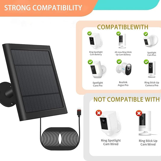 1 Pack - Solar Panel for Ring Security Camera Spotlight Cam Plus/Pro Stick Up