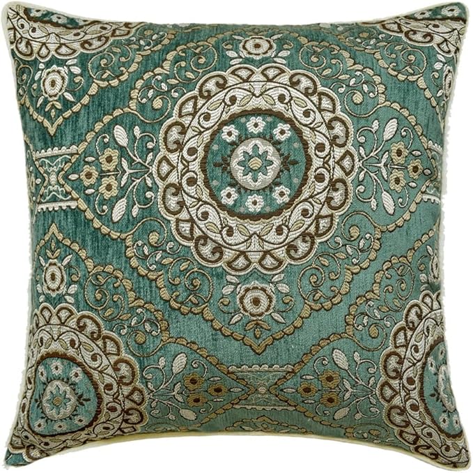 The HomeCentric King/Queen/Twin Teal Decorative CA King 86"x18" Bed Runner Without Pillow Cover, Art Deco, Floral, Tassels & Velvet Bed Scarf on Velvet Fabric - Ahmet
