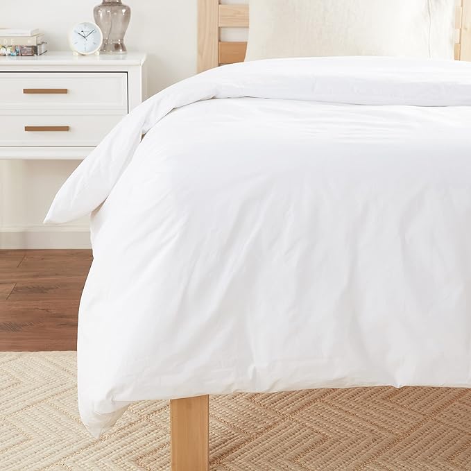 National Allergy Premium 100% Cotton Duvet Comforter Protector - Twin Size - 66" x 86" - White - Breathable 300 Thread Count Hypoallergenic Cover - Zippered Encasement - Bedding Linen