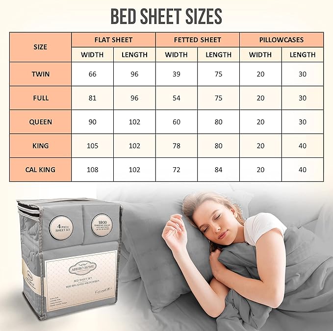 Queen Sheet Set - Luxury Hotel Bed Sheets - Soft Cooling Sheets with Elastic Corner Straps - Deep Pocket Microfiber Bedsheet - Bedding Sheet & Pillowcases -4 PC (Queen Size, Light Gray)