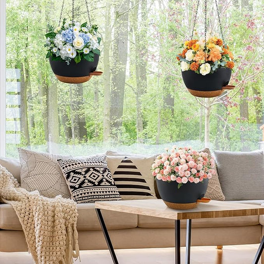 10 inch Hanging Planters for Indoor Plants, 3 Pack Self-Watering Hanging
