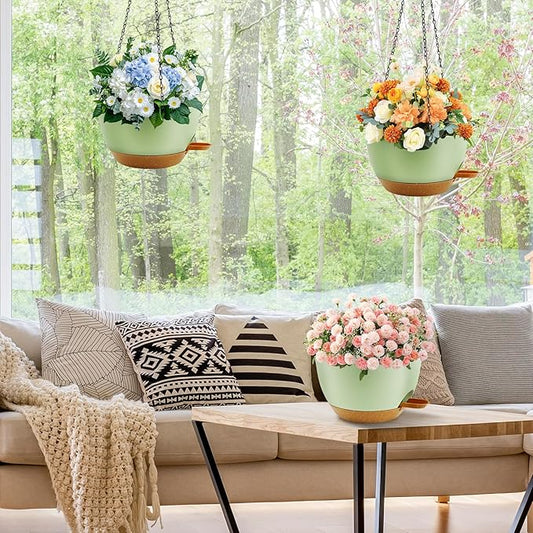 10 inch Hanging Planters for Indoor Plants, 3 Pack Self-Watering Hanging