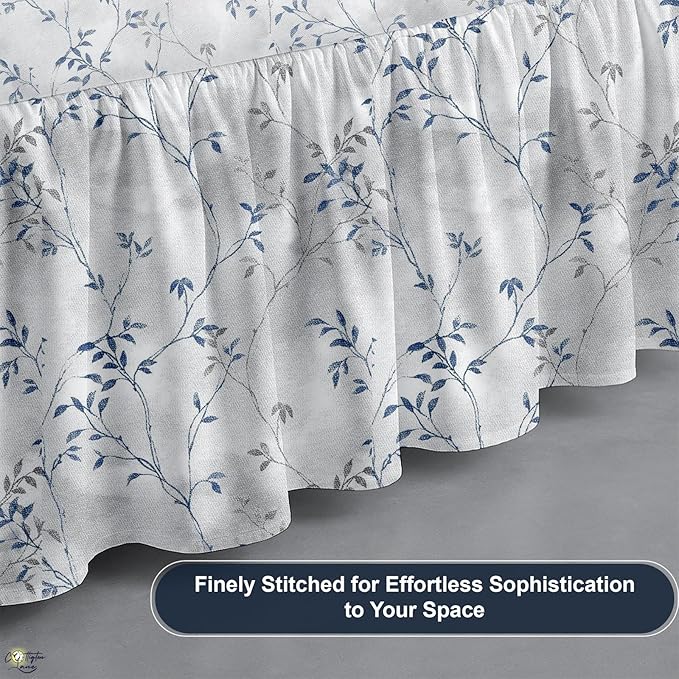 Cottington Lane Ruffled Bed Skirt Queen Size with Split Corner, Brushed Microfiber Hotel Quality Dust Ruffle, 16 Inch Drop Gathered Bedskirt, Soft, Stylish, Shrink & Fade Resistant, Neutral Nature