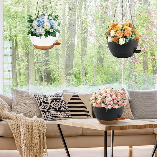 10 inch Hanging Planters for Indoor Plants, 3 Pack Self-Watering Hanging