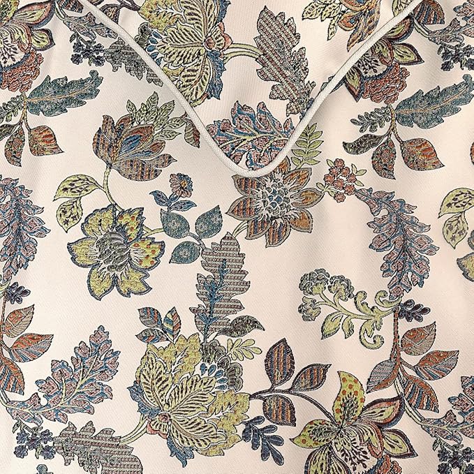 The HomeCentric King Queen Twin Multi Color & Ivory Decorative Queen 74"x18" Bed Runner with Pillow Cover, Floral Bed Scarf on Jacquard Fabric - Seasons Blossoms