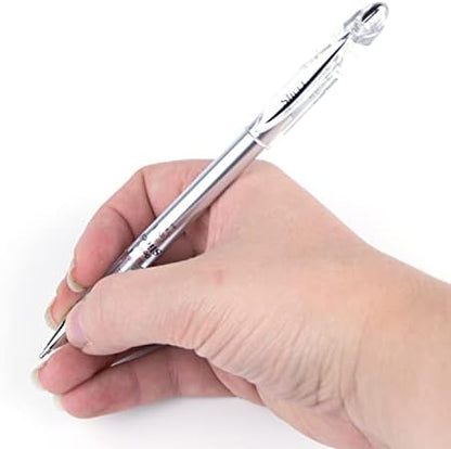 Pentel Arts Slicci 0.8mm Needle Tip, Medium Gel Pen, Silver Metallic Ink (BG208-Z), 12 Pack