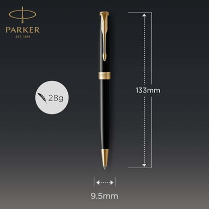 Parker Sonnet Ballpoint Pen Black Lacquer with Gold Trim Medium Point Black Ink (1931497)