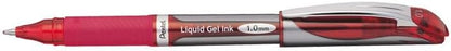 Pentel ENER-GEL Deluxe Liquid Gel Pen, Bold Line, Metal Tip, Red Ink, Box of 12 (BL60-B)