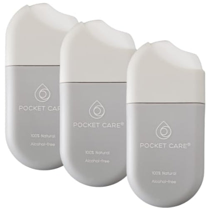 POCKET CARE | 3 Pack Unscented Hand Moisturizing cleanser Spray .50 Fl OZ each bottle - natural moisturizing | Organic | Travel Size - Travel Accessories