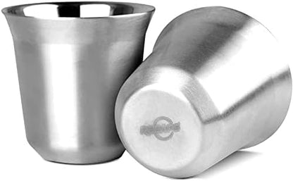 RECAPS 80ml Stainless Steel Espresso Cups Set | 2 Pack Double Wall 304