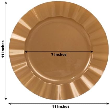 Efavormart 10 Pack | Gold 11" Round Plastic Dinner Plates, Disposable Tableware