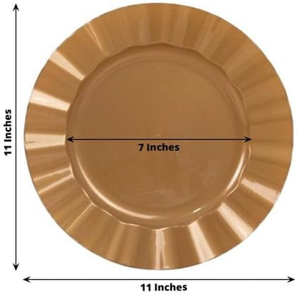 Efavormart 10 Pack | Gold 11" Round Plastic Dinner Plates, Disposable Tableware