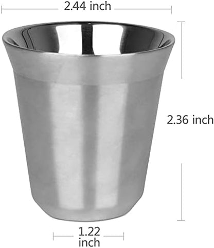 RECAPS 80ml Stainless Steel Espresso Cups Set | 2 Pack Double Wall 304