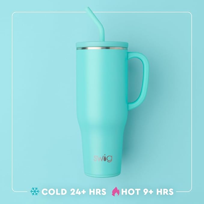 Swig Life 40oz Mega Mug, 40oz Tumbler with Handle and Straw, Extra Large Insulated Tumblers, Cup Holder Friendly Travel Mug (Washington)
