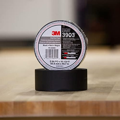 3M Vinyl Duct Tape 3903, Black, 2 in x 50 yd, 6.5 mil, 1 Roll