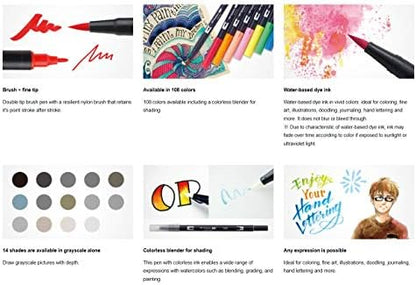 Tombow 56197 Dual Brush Pen Art Markers, Desert Flora, 10-Pack. Blendable, Brush and Fine Tip Markers