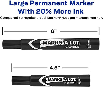 Avery Marks A Lot Permanent Markers, Chisel Tip, 12 Blue Markers