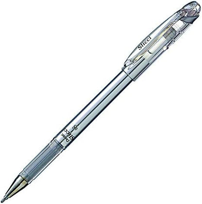 Pentel Arts Slicci 0.8mm Needle Tip, Medium Gel Pen, Silver Metallic Ink (BG208-Z), 12 Pack