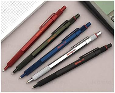 Rotring 600 Ballpoint Pen, Medium Point, Black Ink, Silver Metal Barrel, Refillable, 1 Count