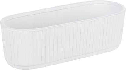 MyGift 12 Inch Ceramic Succulent Planter, Oval Matte White Planter Pot