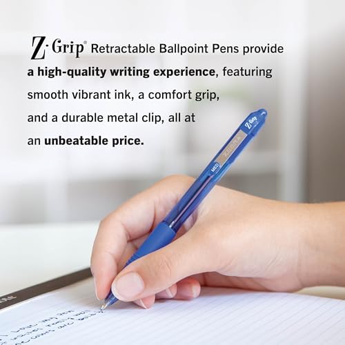 Zebra Pen Z-Grip Retractable Ballpoint Pen, Blue Ink, 1.0mm, 24 Bulk-Pack
