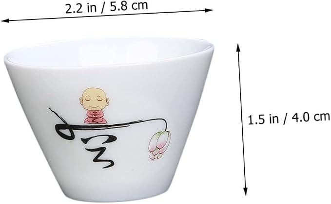 2Pcs Ceramic Tea Cups Retro Style Porcelain Teaware Delicate Handleless Kung Fu