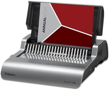 Fellowes Quasar 500 Electric Comb Binding Machine, Classroom Organization Heavy-Duty Binder, 20-Sheet Electric Punch, Includes Starter Kit (5216901)