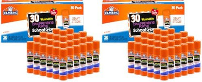 Elmer's Disappearing Purple School Glue Sticks, Washable, 22 Grams - Back to School Supplies, Classroom Essentials, Arts & Crafts, #1 Teacher Brand, 30 Count (Pack of 2)