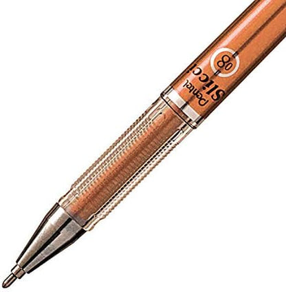 Pentel Arts Slicci Metallic 0.8 mm Needle Tip Gel Pen, Metallic Bronze Ink, Box of 12 (BG208-ME)