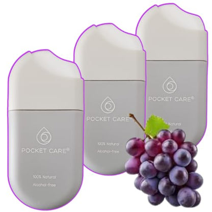 POCKET CARE | 3 Pack Grape scented Hand Cleanser Moisturizing Spray 1.5 Fl OZ- for Hands | Organic | Travel Size - Travel Accessories | 100% natural