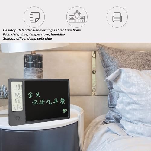 Multi Functional Electronic Writing Board with Calendar and Notepad, Lightweight LCD Handwriting Tablet for Office Use (Black)