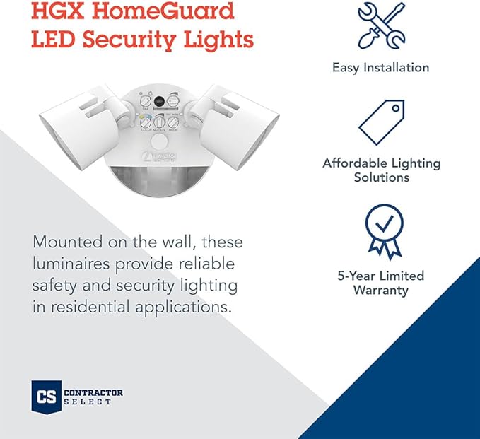 Lithonia Lighting HomeGuard 2-Light LED Outdoor Flood Lights, Motion Sensor