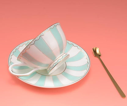 Bone China Tea Cup Set with Saucer Spoon