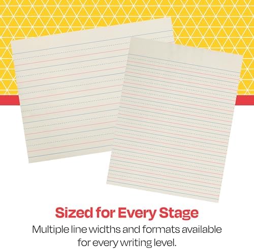 School Smart Zaner-Bloser Writing Paper, Handwriting Practice Lined Paper, Grade 3 Learning, 1/2 Inch Rule, 8 x 10-1/2 Inches, 500 Sheets