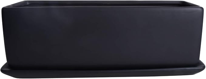 Vencer 12 Inch Rectangular Modern Minimalist Ceramic Succulent Planter Pot