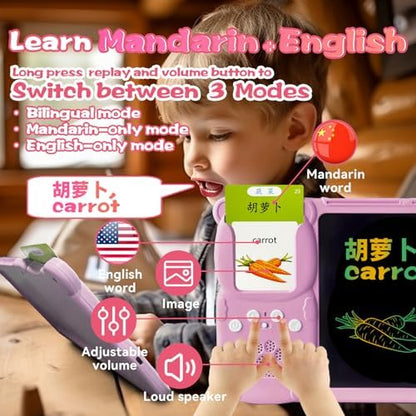 Writing Drawing Tablet with Talking Flash Cards - Chinese Pink