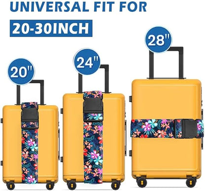 Luggage Straps for Suitcases Travel Belt Accessories, Cute Suitcase Strap, Adjustable Luggage Belt Strap, Heavy Duty with Quick-Release Buckle Luggage Strap Luxury Purple Flowers