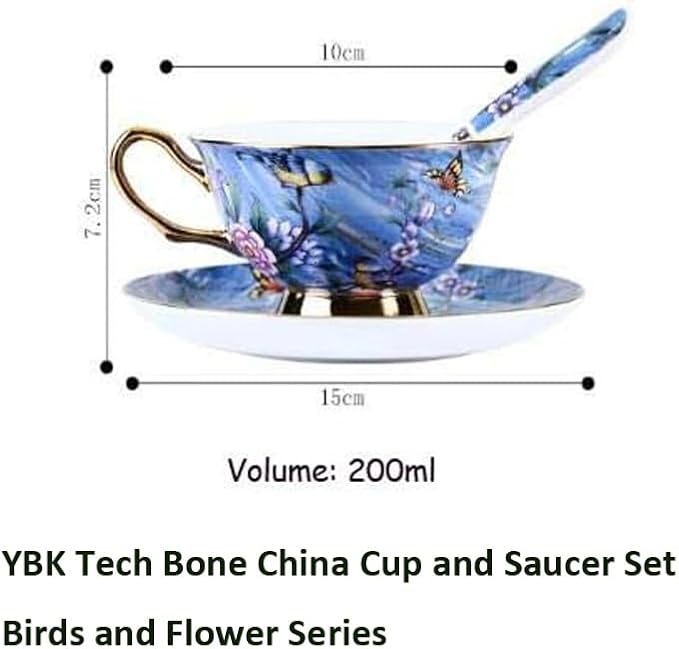 Bone China Cup& Saucer Set, 6.8oz- Birds& Trees