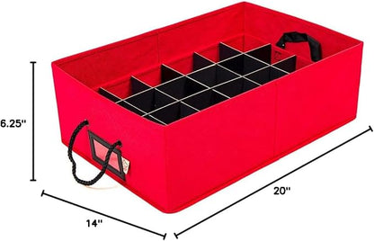 Santa's Bags [Christmas Ornament Storage Box with Dividers] - (Holds 48 Ornaments up to 3 Inches in Diameter) | Acid-Free Removable Trays with Separators | 2 Removable Trays
